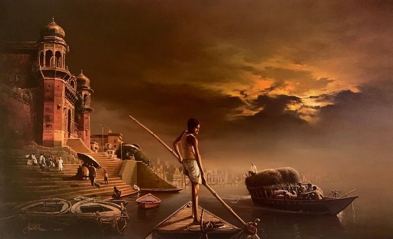 Boatman at Beneras Ghat by Amit Bhar